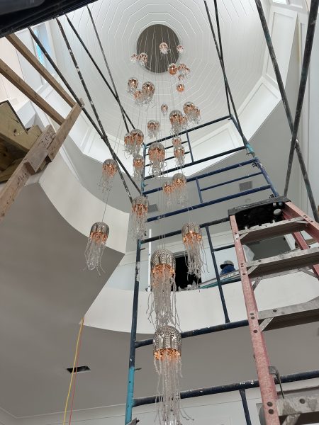 Jeyllyfish chandelier at Lighthouse Pointe, a D'Asign Source design-build project