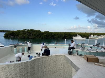 Outdoor pool in progress at Lighthouse Pointe, a D'Asign Source design-build project