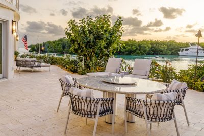 Outdoor dining at Lighthouse Pointe, a D'Asign Source design-build