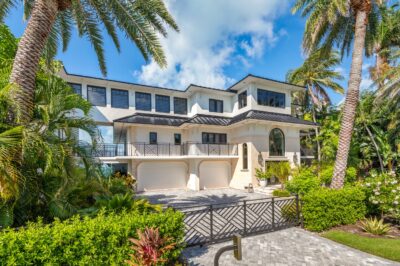 Exterior landscape and garage at Lighthouse