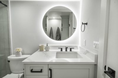 Guest bathroom at Marthaler, a condo remodel project by D'Asign Source