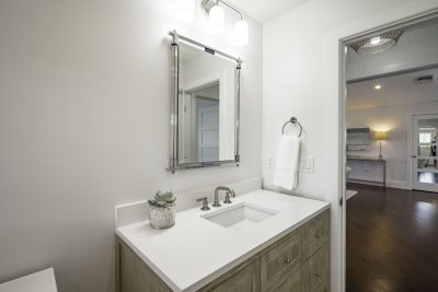 Guest bathroom at Sapphire & Mahogany, a remodel project of D'Asign Source.