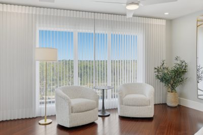 Primary bedroom at Sapphire & Mahogany, a remodel project of D'Asign Source.